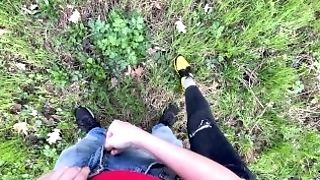 Mommy Helps Me Jizm And Urinate In Public - Public Tugjob And Piss In The Park